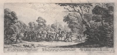 Marauderien vangitseminen (Découverte des malfaiteurs), elokuvasta "The Miseries of War" tekijältä Jacques Callot