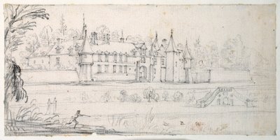 Chateau de Chantelou, Orgen laaksossa, Linasin ja Chestresin välissä (musta liitu paperilla) tekijältä Jacques Callot