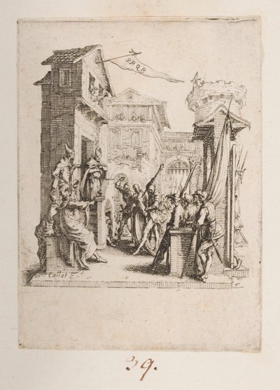 Kristus toi Kaiphen eteen, ei. 7/11 La Petite Passionista tekijältä Jacques Callot