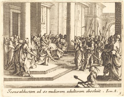 Kristus ja aviorikoksesta vangittu nainen, 1635. tekijältä Jacques Callot