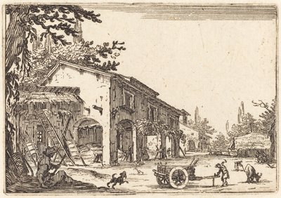 Maatilan piha, n. 1622. tekijältä Jacques Callot