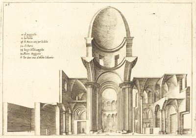 Poikkileikkaus kirkosta tekijältä Jacques Callot