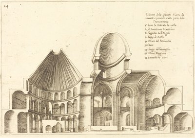 Poikkileikkaus Pyhän haudan kirkosta tekijältä Jacques Callot