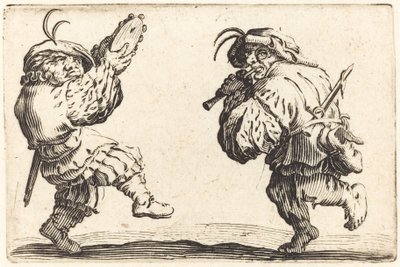 Tanssijat huilun ja tamburiinin kanssa tekijältä Jacques Callot