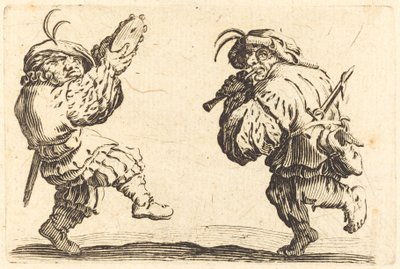 Tanssijat huilun ja tamburiinin kanssa tekijältä Jacques Callot