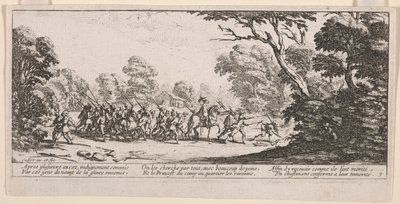 Discovery of the Malefactors, kuvitus teoksesta The Large Miseries of War tekijältä Jacques Callot
