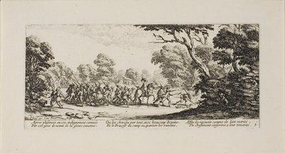 Rikollisten sotilaiden löytö, levy yhdeksän teoksesta Sodan kurjuudet. tekijältä Jacques Callot