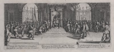 Palkkioiden jakaminen (Distribution des recompenses), kirjasta "Sodan kurjuudet". tekijältä Jacques Callot