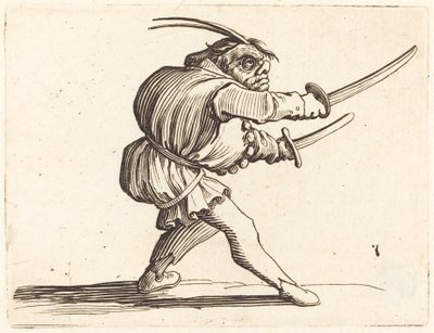 Kaksintaistelija kahden sapelin kanssa tekijältä Jacques Callot