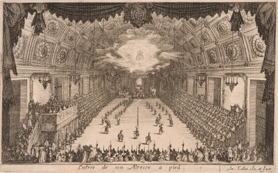 Herttua Kaarle IV saapuu jalan, teoksesta Combat à la Barrière tekijältä Jacques Callot