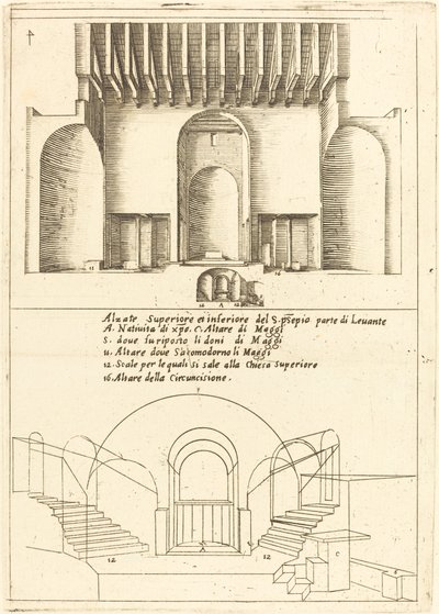 Pyhän seimen kirkon kohotus, 1619. tekijältä Jacques Callot