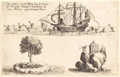 M. le Comte de Brionnen, Hänen Korkeutensa suurkamariherra, Jasonia edustava sisääntulo, 1627. tekijältä Jacques Callot
