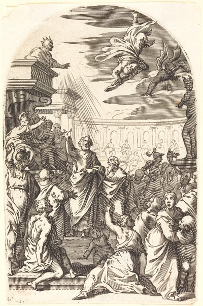 Simon taikuri kaatuminen tekijältä Jacques Callot