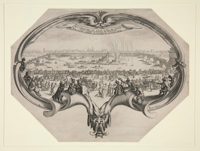 Firenzen värjääjien ja kutojien festivaali, 25. heinäkuuta 1619 Arnolla. tekijältä Jacques Callot