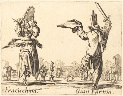 Fracischina ja Gian Farina, n. 1622. tekijältä Jacques Callot