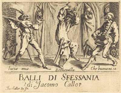 Etukappale Balli di Sfessanialle, n. 1622. tekijältä Jacques Callot