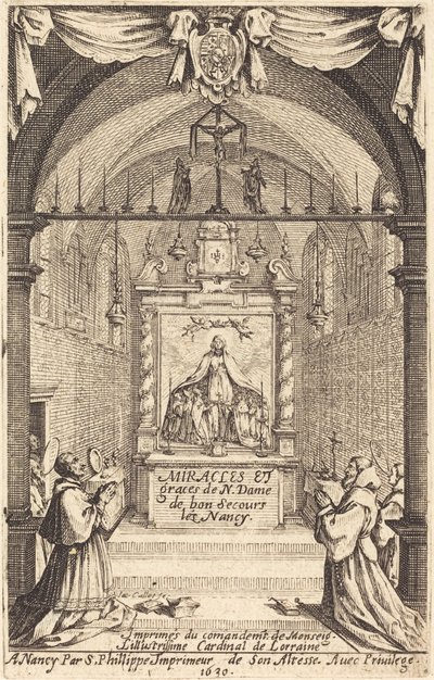 "Bon-Secours-les-Nancyn Neitsyt Marian ihmeet ja armot" tekijältä Jacques Callot