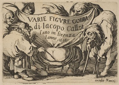 Etukappale, Varie Figure Gobbi, sarja, myös nimeltään Les Bossus, Les Pygmées, Les..., 1616-22. tekijältä Jacques Callot