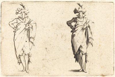 Gentleman edestä katsottuna käsi lantiolla tekijältä Jacques Callot