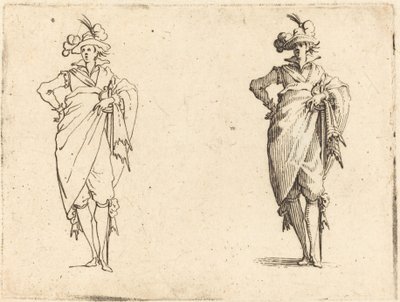 Gentleman edestä katsottuna käsi lantiolla tekijältä Jacques Callot