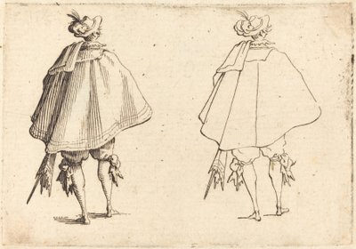 Herrasmies suuressa vaipassa takaa katsottuna tekijältä Jacques Callot