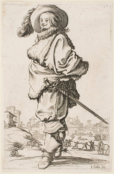 Herrasmies turkisreunustaisessa viitassa sarjasta "The Nobility of Lorraine" tekijältä Jacques Callot