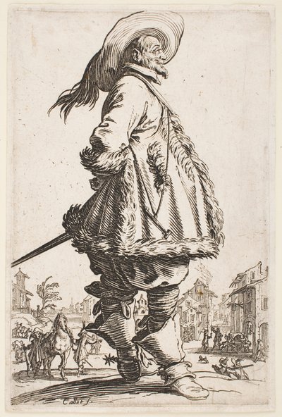 Herrasmies turkisreunustaisessa takissa, sarjasta "The Nobility of Lorraine" tekijältä Jacques Callot