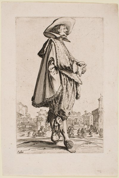 Herrasmies kädet ristissä, sarjasta "The Nobility of Lorraine" tekijältä Jacques Callot