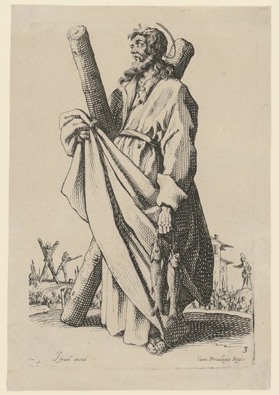 Pyhä Andreas, sarjan ”Jeesus, kaksitoista apostolia ja Maria” sivu 6 tekijältä Jacques Callot