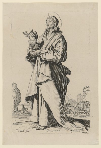 Pyhä Johannes Evankelista, sarjan ”Jeesus, kaksitoista apostolia ja Maria” 8. sivu tekijältä Jacques Callot