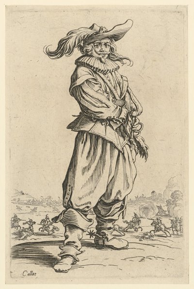 Soturi, jolla on suuri höyhenhattu tekijältä Jacques Callot