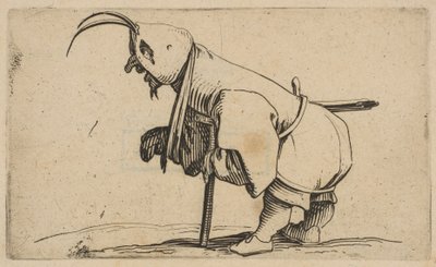 LEstropié au Capuchon Hupullinen kerjäläinen, Varie Figure Gobbi, suite appe..., 1616-22. tekijältä Jacques Callot