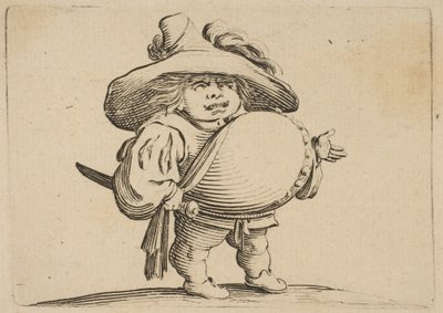Mies, jolla on iso vatsa koristeltu nappikorivilla Mies, jolla on suuri vatsa koristeltu w..., 1616-22. tekijältä Jacques Callot