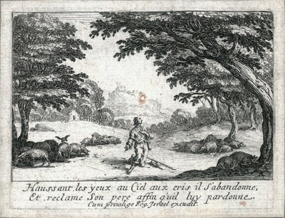 Tuhlaajapojan elämä... (kaiverrus) tekijältä Jacques Callot