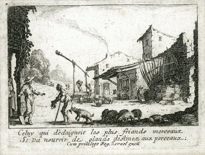 Tuhlaajapojan elämä... (kaiverrus) tekijältä Jacques Callot