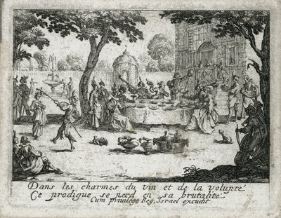 Tuhlaajapojan elämä... (kaiverrus) tekijältä Jacques Callot