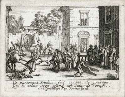 Tuhlaajapojan elämä... (kaiverrus) tekijältä Jacques Callot