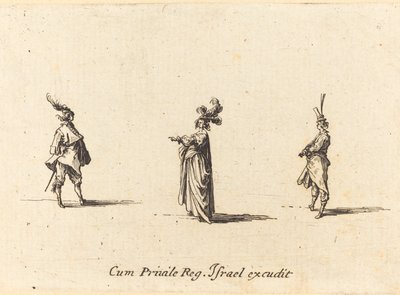 Nainen ja kaksi herraa tekijältä Jacques Callot