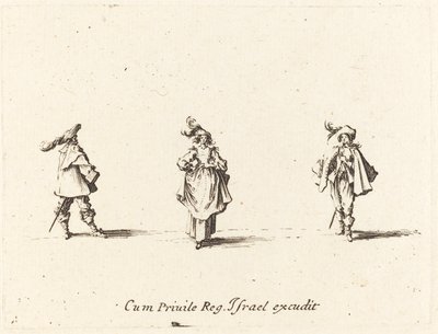 Nainen ja kaksi herraa tekijältä Jacques Callot