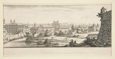 Maisema suurilla, vaikuttavilla rakennuksilla tekijältä Jacques Callot