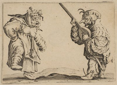 Les Danseurs au Luth Tanssijat luutulla, Les Caprices-sarjasta B, Nancyn sarja, 1617-20. tekijältä Jacques Callot