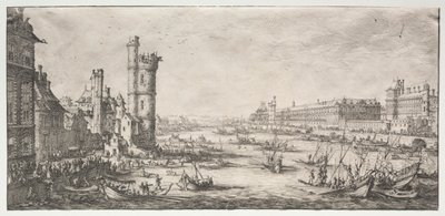 Kaksi upeaa näkymää Pariisiin: Näkymä Louvresta, 1628-1630. tekijältä Jacques Callot