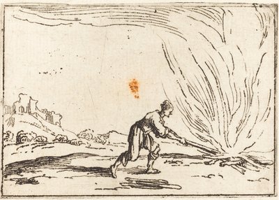 Mies osallistuu tulipaloon tekijältä Jacques Callot
