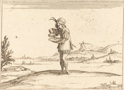 Mies pesemässä helmiä. tekijältä Jacques Callot