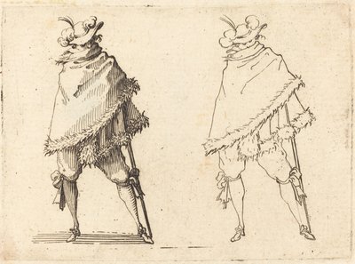 Mies kääritty vaippaansa, n. 1617. tekijältä Jacques Callot