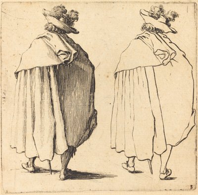 Mies viittassa takaa katsottuna tekijältä Jacques Callot