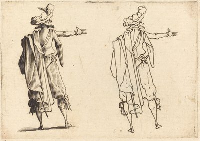 Mies takaa katsottuna oikea käsi ojennettuna tekijältä Jacques Callot