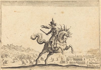 Armeijan komentaja hevosen selässä, n. 1622. tekijältä Jacques Callot