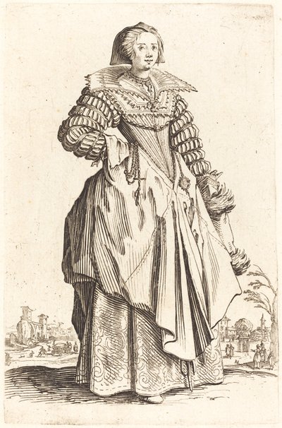 Jalo nainen, jolla on suuri kaulus tekijältä Jacques Callot