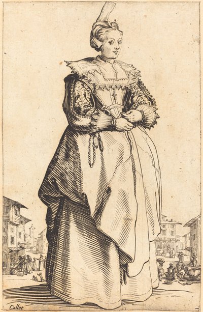 Jalo nainen pienellä hatulla tekijältä Jacques Callot